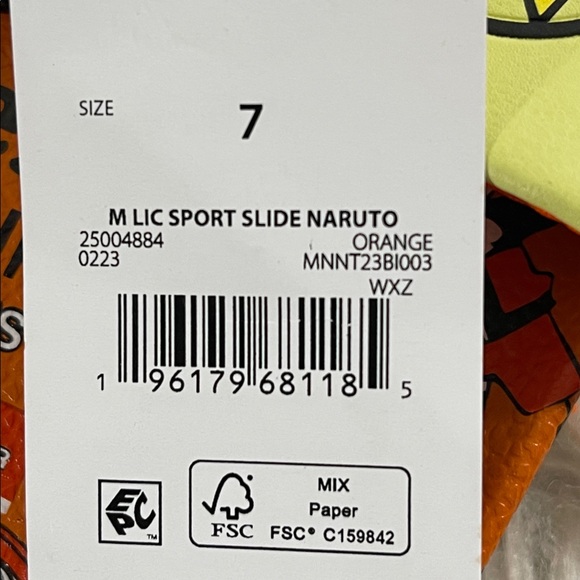 Naruto Men's Slide Sandals Ramen Noodle Soup Size 7 NEW - Picture 6 of 9